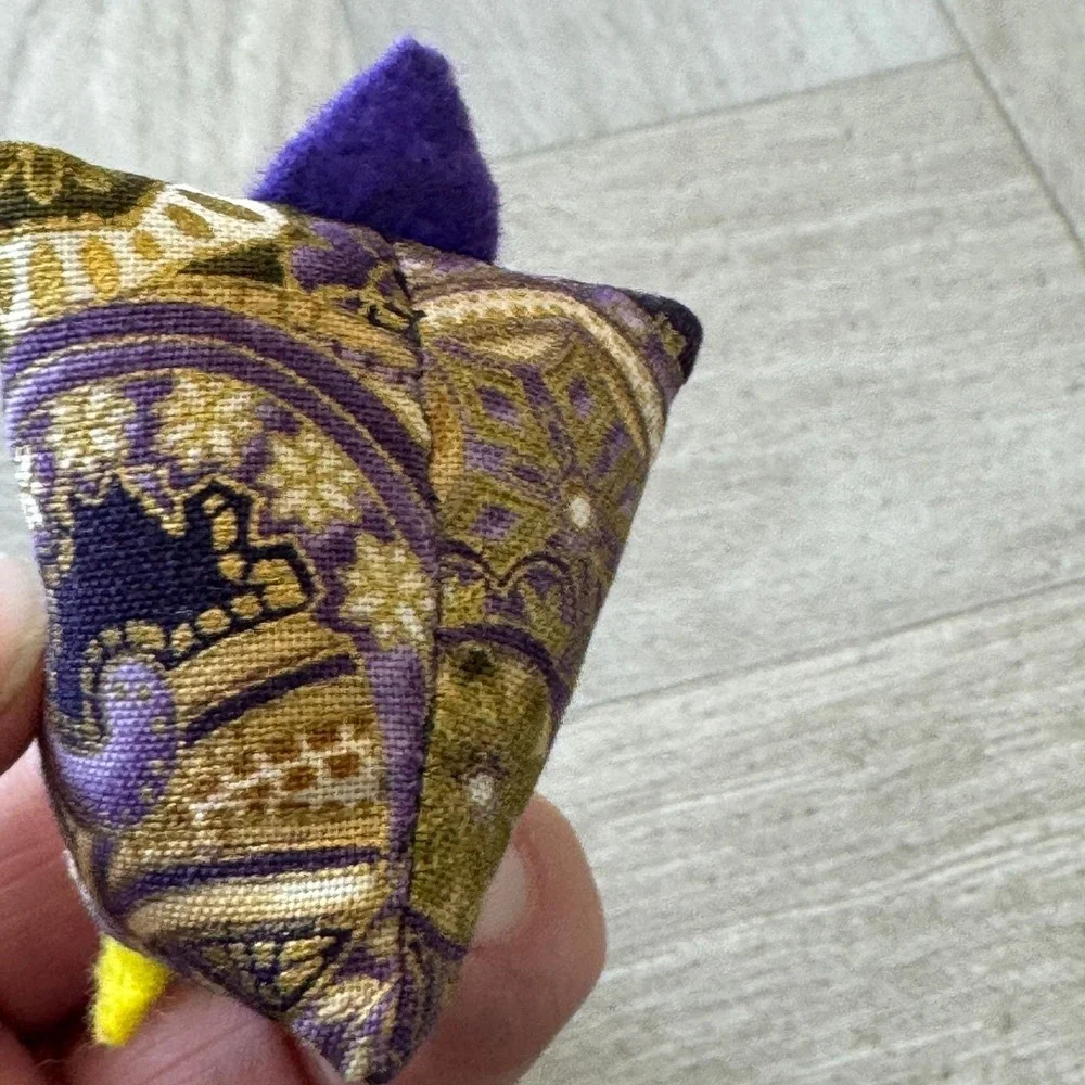 Handmade Fabric Chicken Bean Bag Set Blue Floral Purple Paisley Pattern Weights